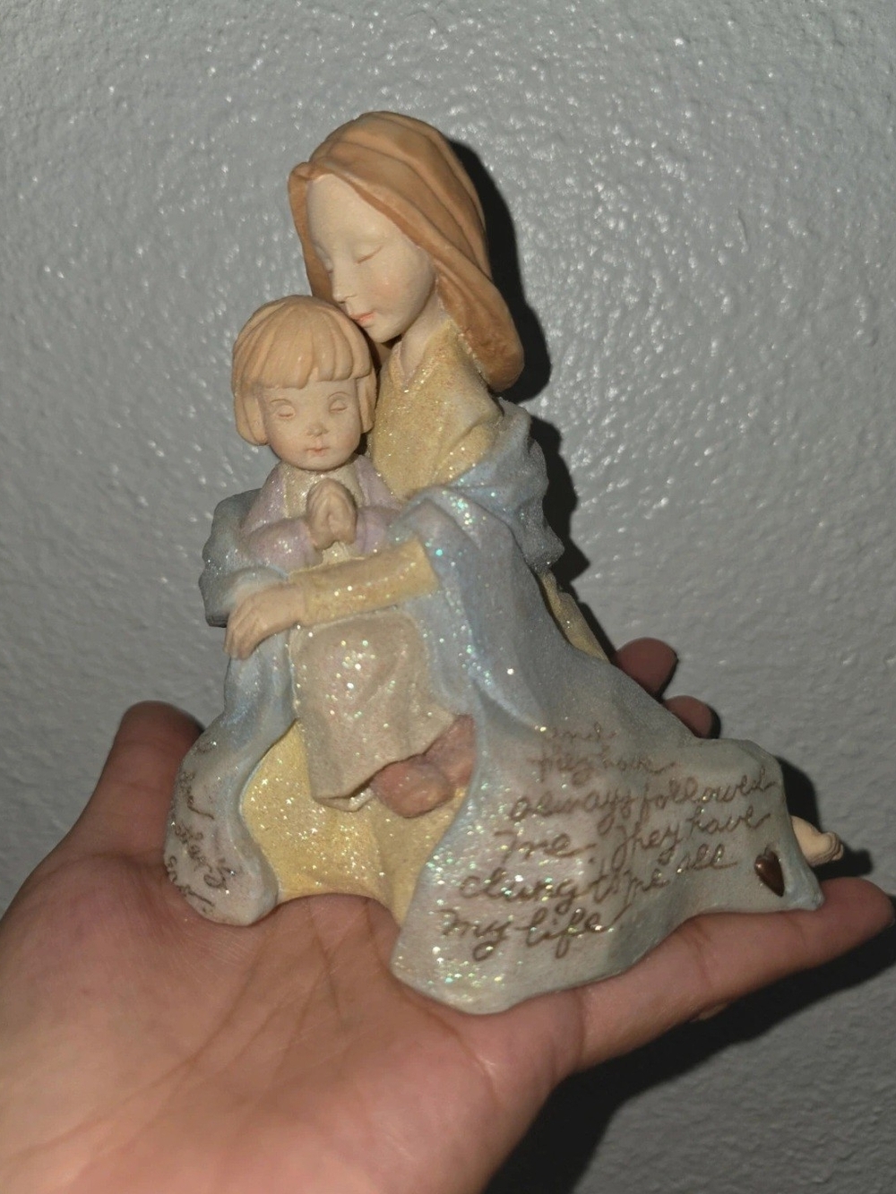Enesco Mother and Child Figurine in Blue and Cream